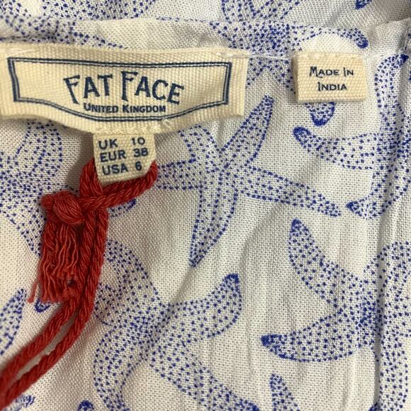 BOGO FREE! FAT FACE Ivory/Indigo TIBBY Starfish Midi Dress ECO-Responsible Sz 6 - Picture 8 of 16